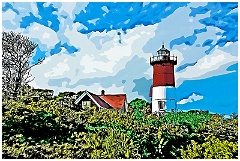 Nauset Lighthouse on Cape Cod in Massachusetts - Digital Paintin
